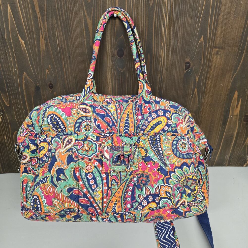 Vera Bradley Grand Traveler Venetian Print Blue Orange Red Paisley - Picture 3 of 10